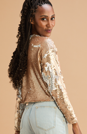 Rose gold sequin jacket discount
