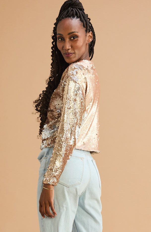 Long gold sequin jacket hot sale