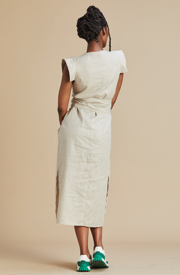 Beck Dress Summer Sleeve Less Mareth Colleen Sand Cream– MARETHCOLLEEN