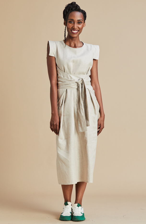yellow mini linen dress Wylla V Neck Linen Mini Dress Yellow
