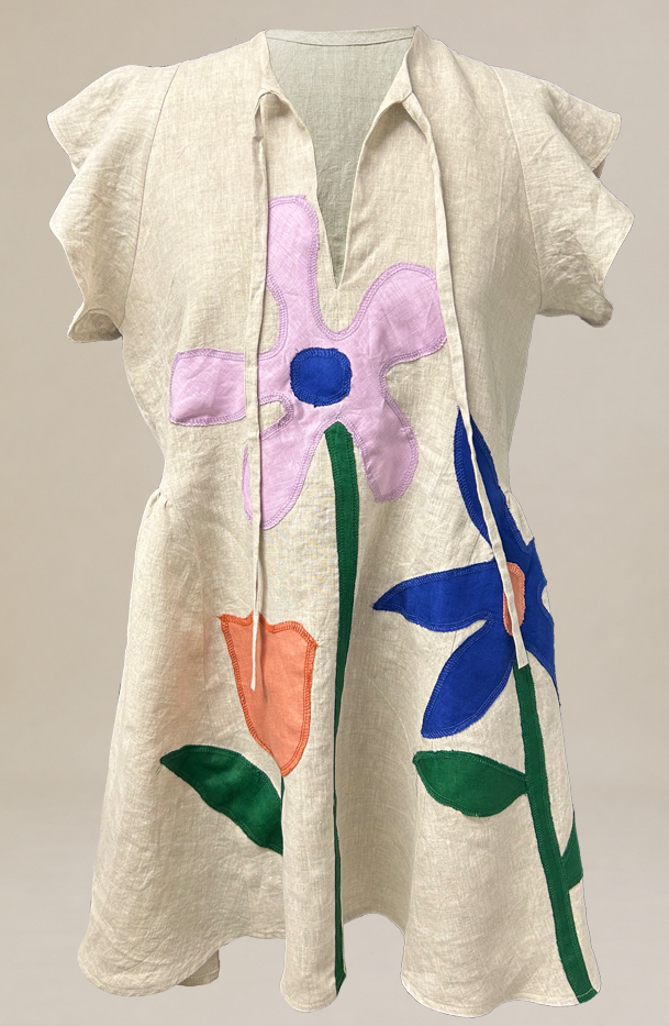 Happy Flower Dress 100% Linen