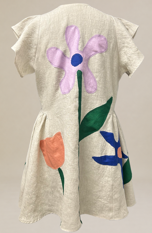 Happy Flower Dress 100% Linen