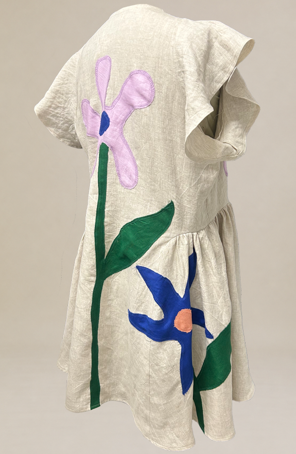 Happy Flower Dress 100% Linen