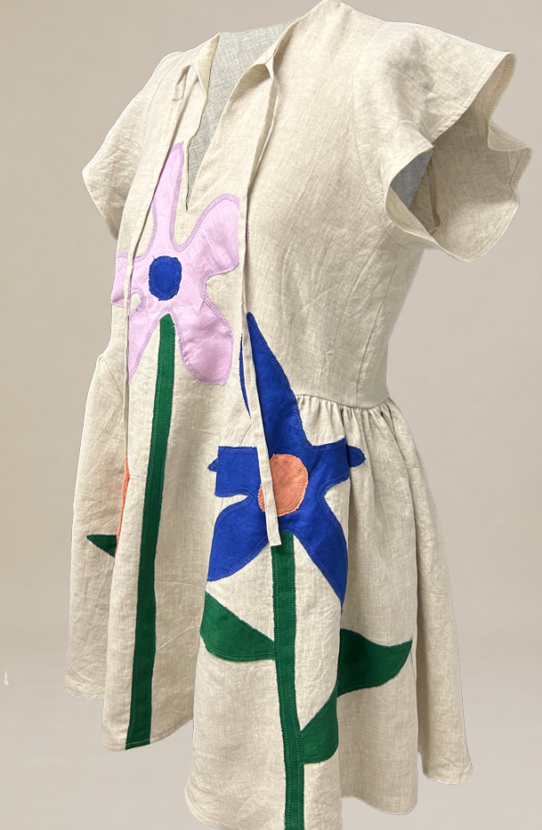 Happy Flower Dress 100% Linen