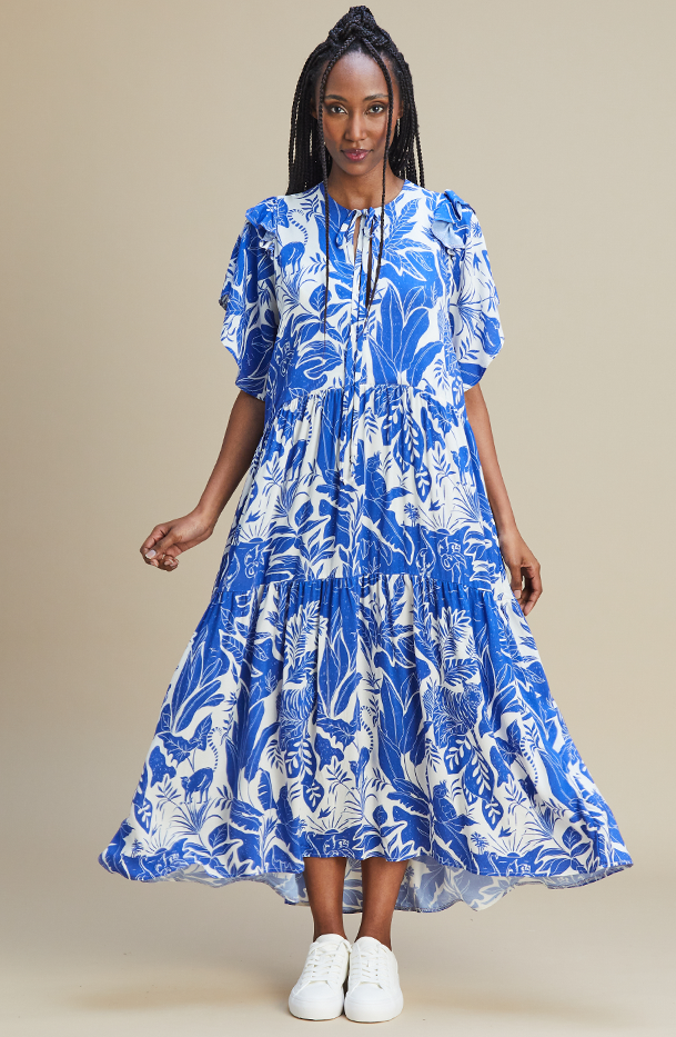 India Dress Blue Printed Summer– MARETHCOLLEEN