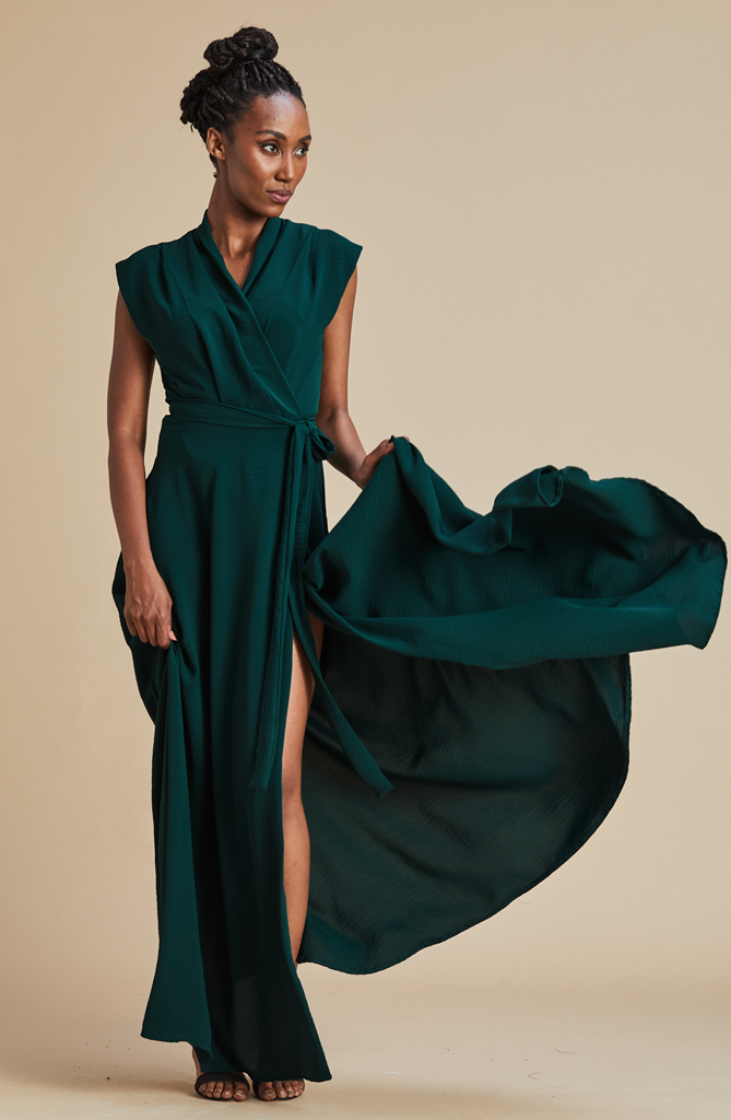 James Wrap Dress Summer Green MARETHCOLLEEN James Wrap Dress Summer Green MARETHCOLLEEN