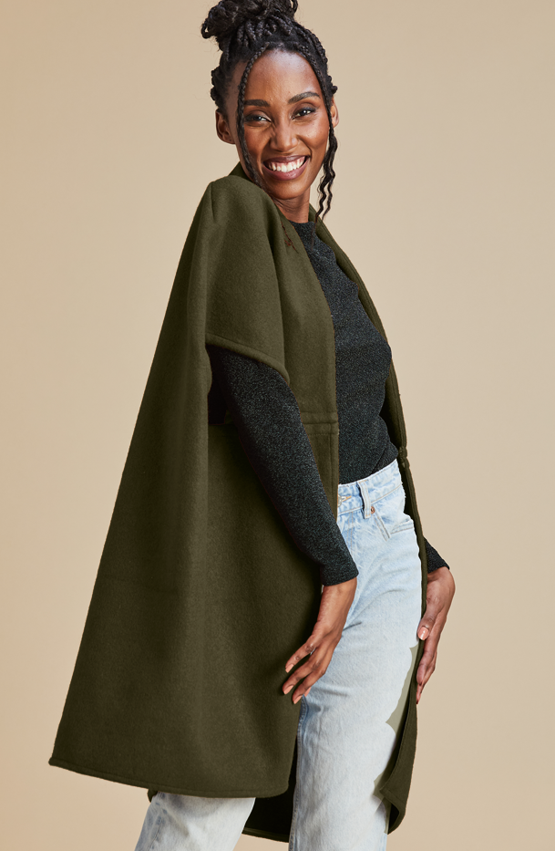 Green hot sale poncho coat