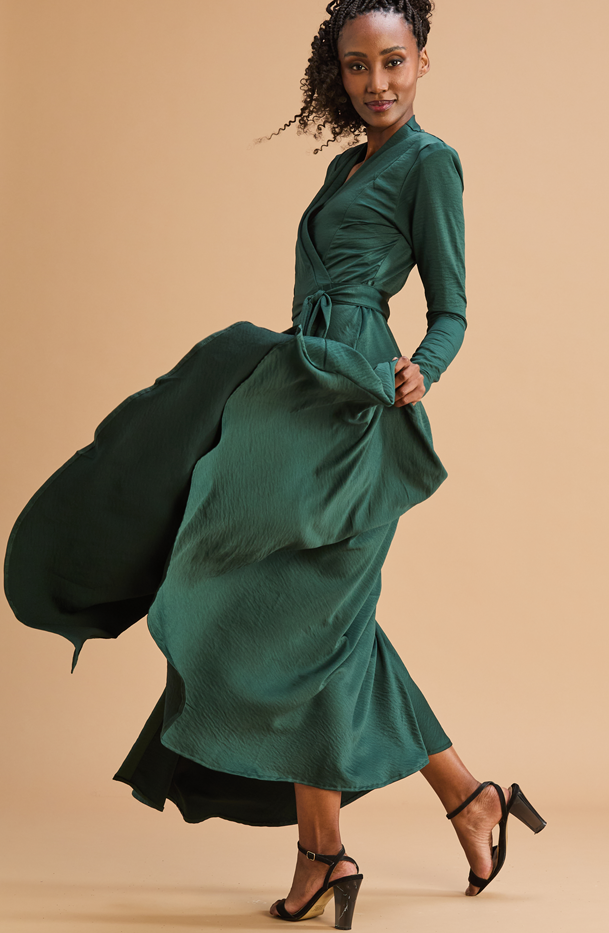 Jo Wrap Dress Green Event MARETHCOLLEEN