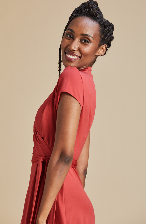 Red wrap 2025 dress short