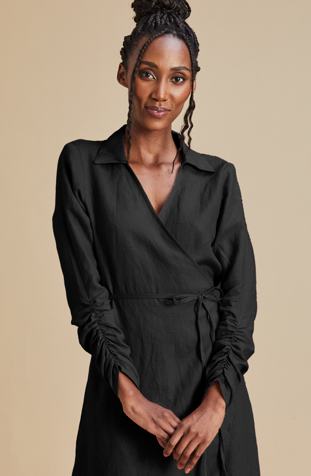 Black wrap hot sale shirt dress