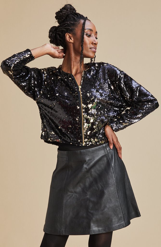 Long black 2025 sequin jacket