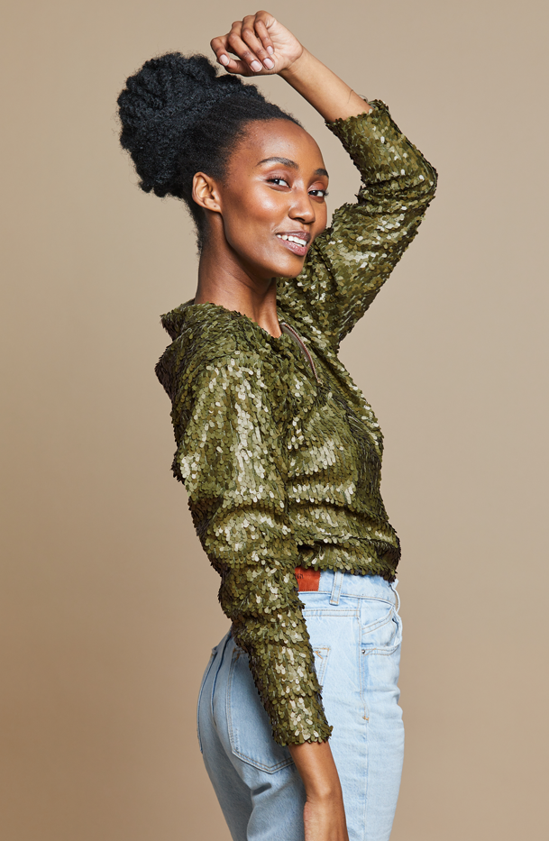 Green cheap sequin sweater