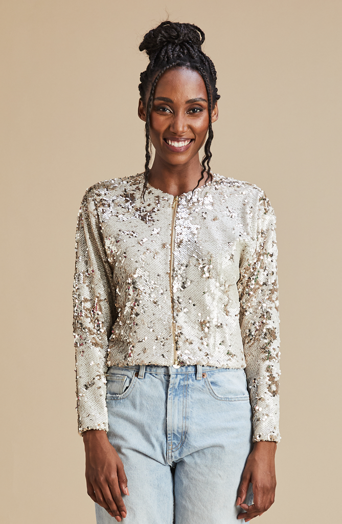 Gold clearance sequin jacket