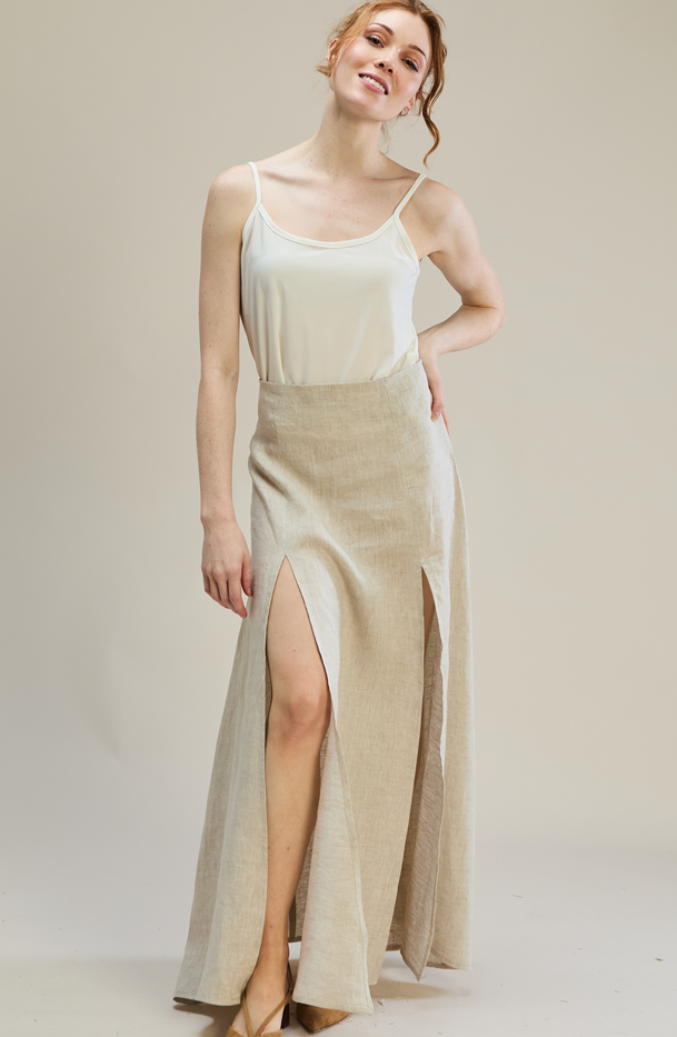 Slit Skirt 100% Linen