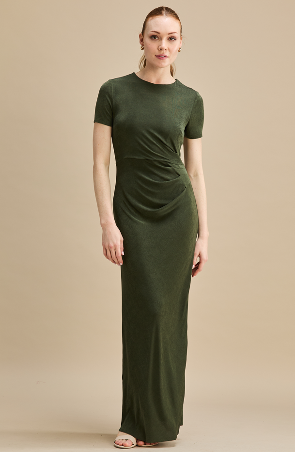 Stella Dress Olive Green Floor Length Winter Draping– MARETHCOLLEEN