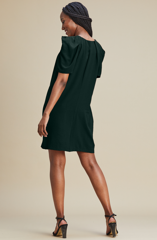 Dark green shift clearance dress