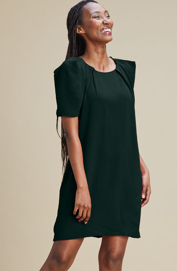 Dark green sheath dress deals