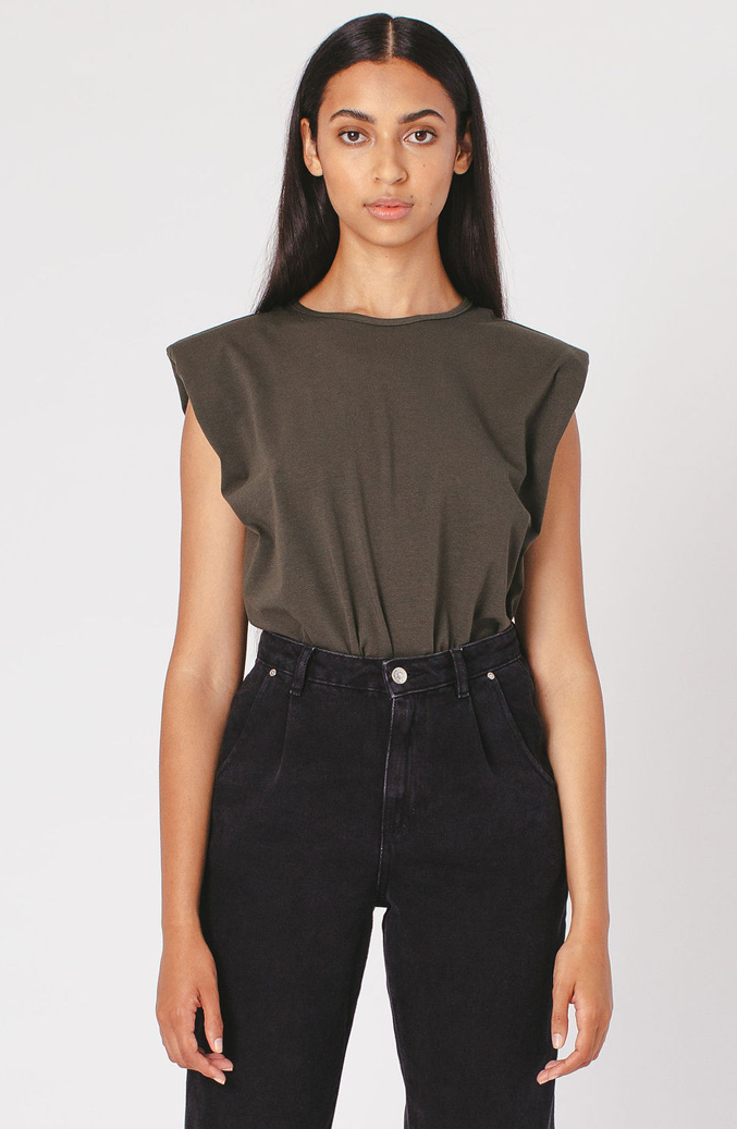Muscle Top T Shirt Tee Shoulder Pads MARETHCOLLEEN