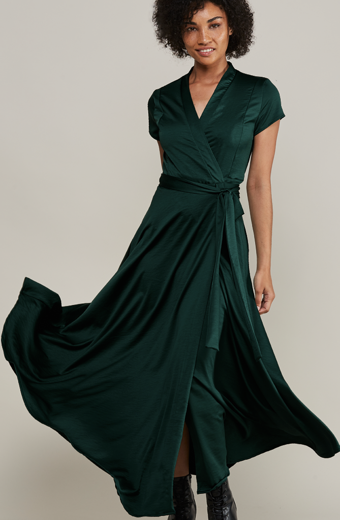 Dark green sale wrap dress