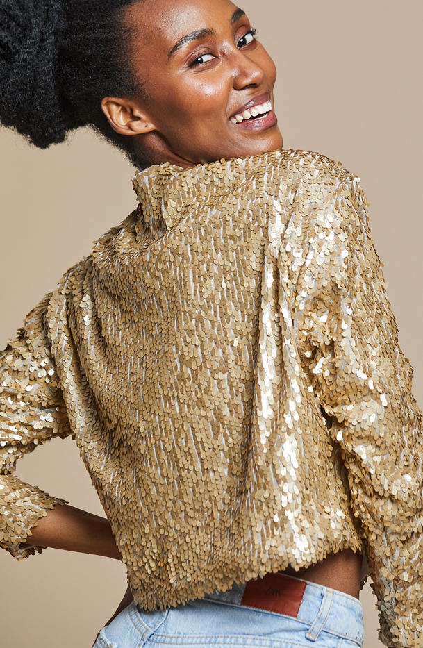 Gold Sequin Blazer – Chic Little Honey